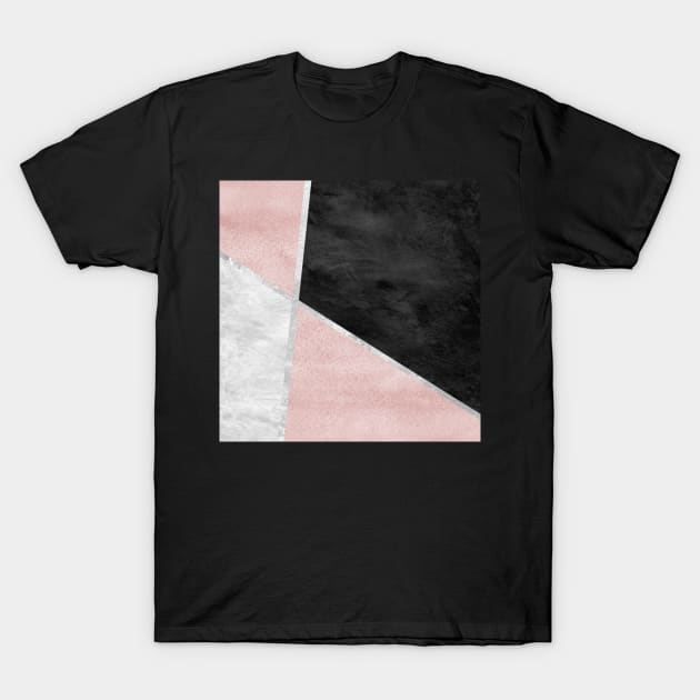 Pink, Silver and Black Geometric Design T-Shirt by machare
